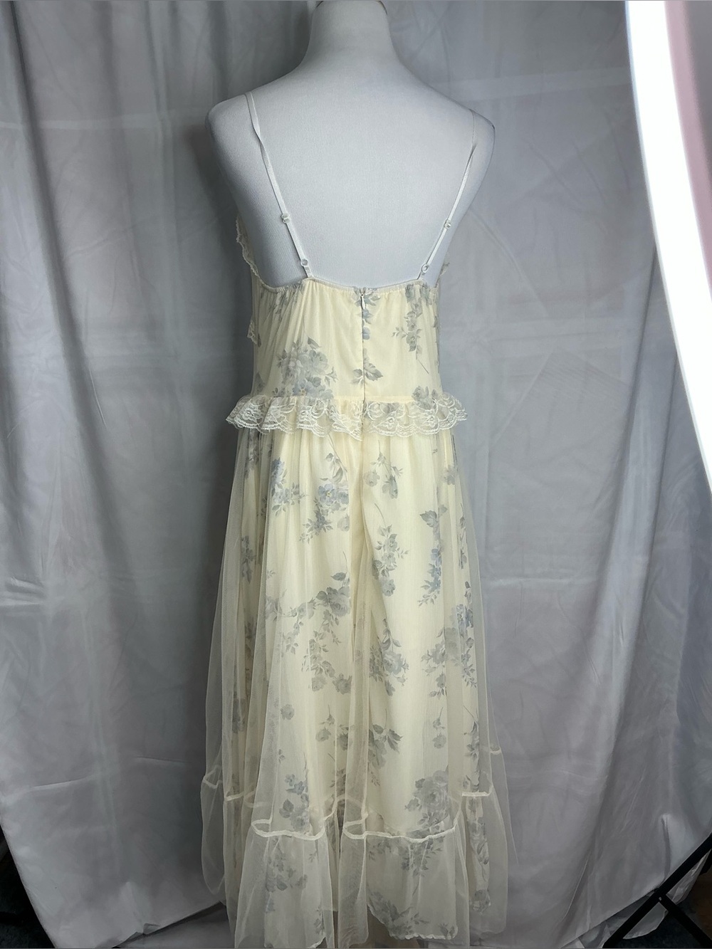 2167 - Yike Fashion Vintage Style Floral Mesh Tulle Cami Dress Lace Corset Midi - Picture 5 of 9
